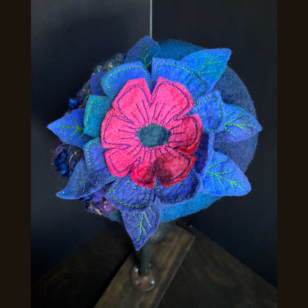 Felted pillbox hat beret size small