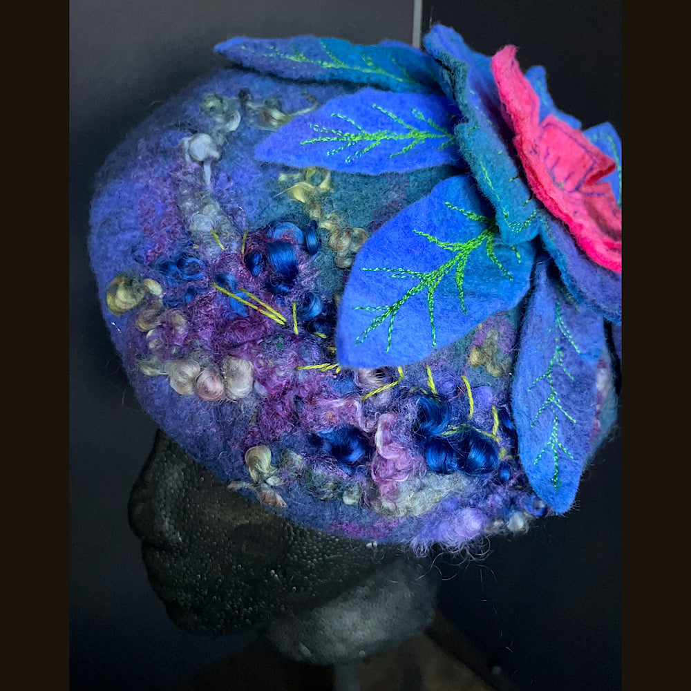 Felted pillbox hat beret size small