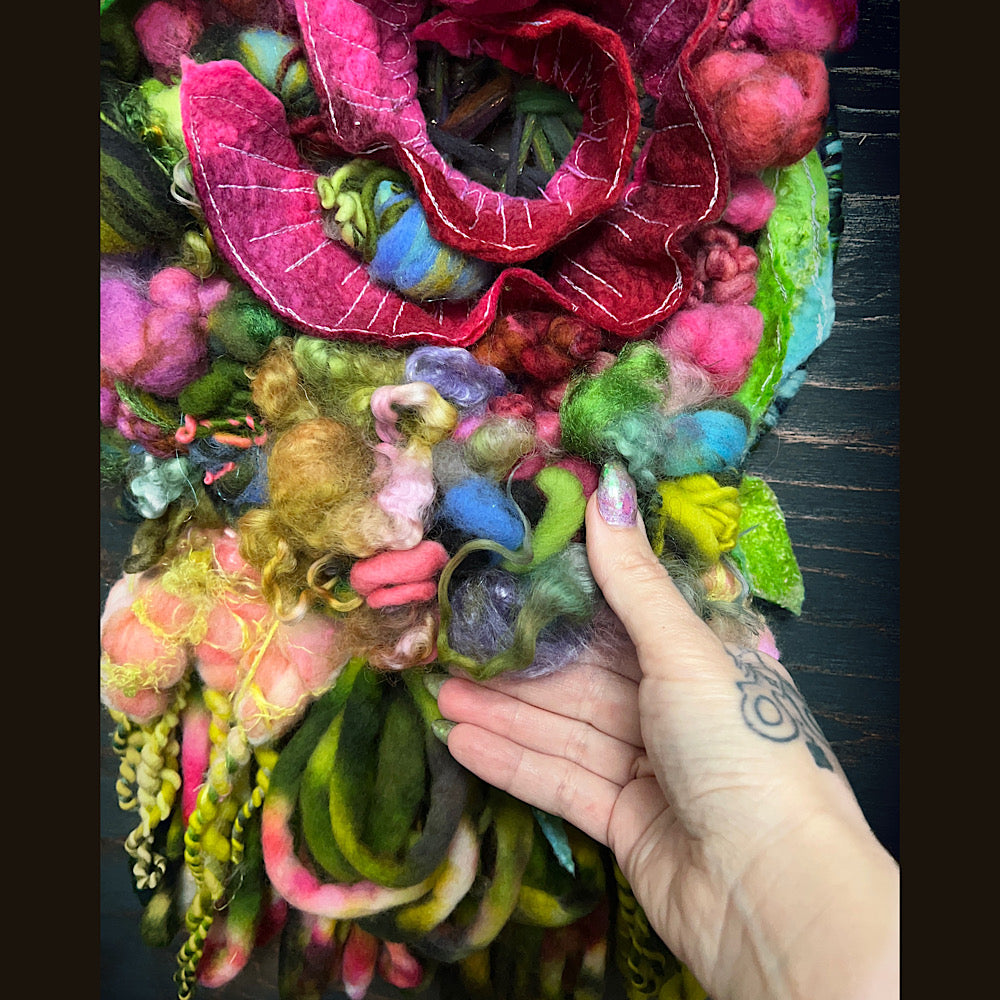 Floral woven tapestry wall decor 11” X 18”