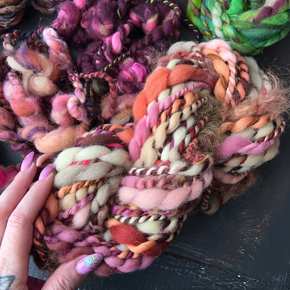 Large lot of fall colors hand spun 12.3 oz