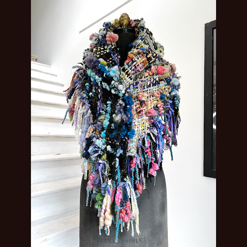 Underwater Shadows / Woven Shawl / 82” X 35”