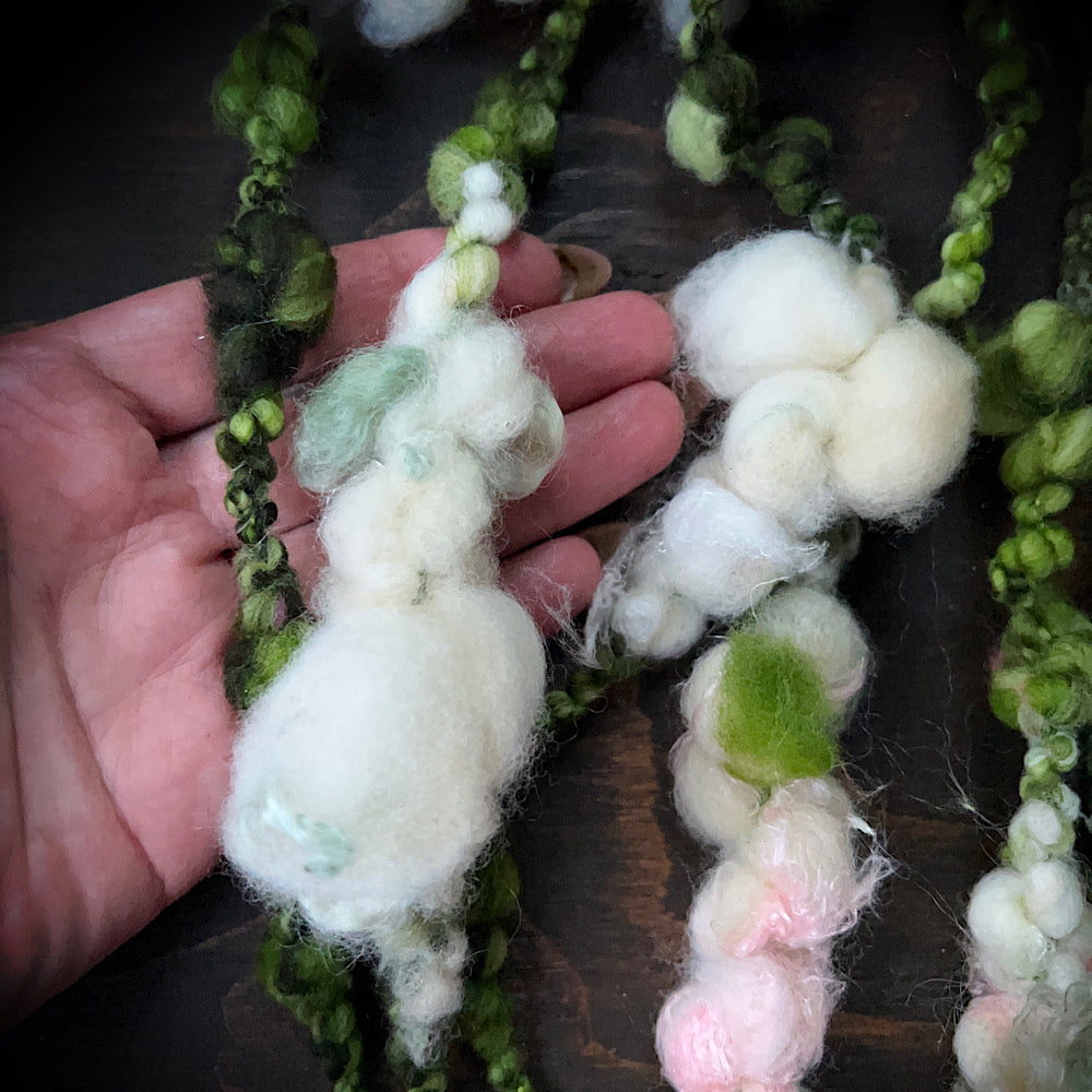 Lily’s of the valley art yarn for weaving