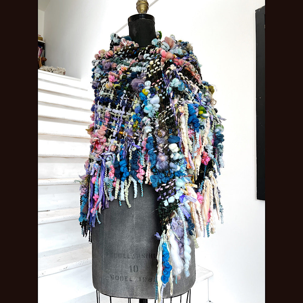 Underwater Shadows / Woven Shawl / 82” X 35”