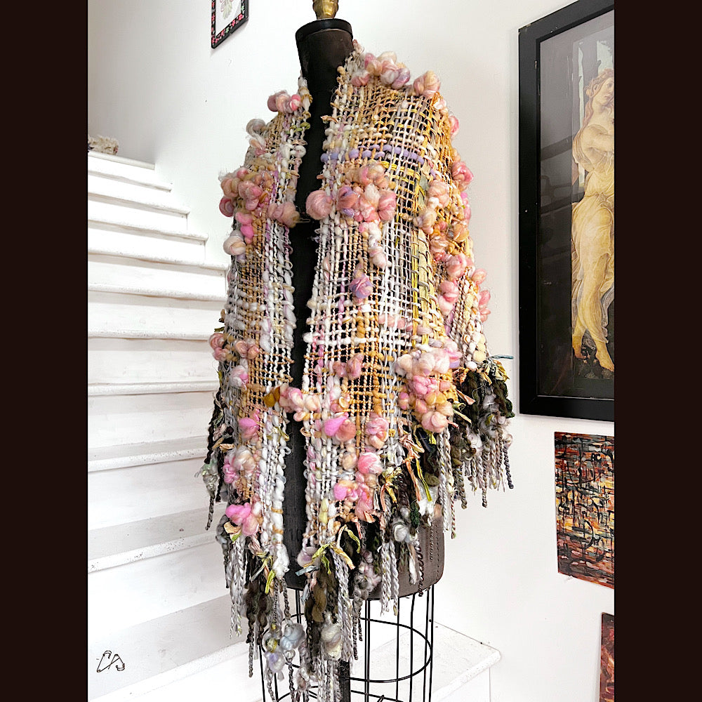 A day ending on the Nile / Woven Shawl / 82” X 35”