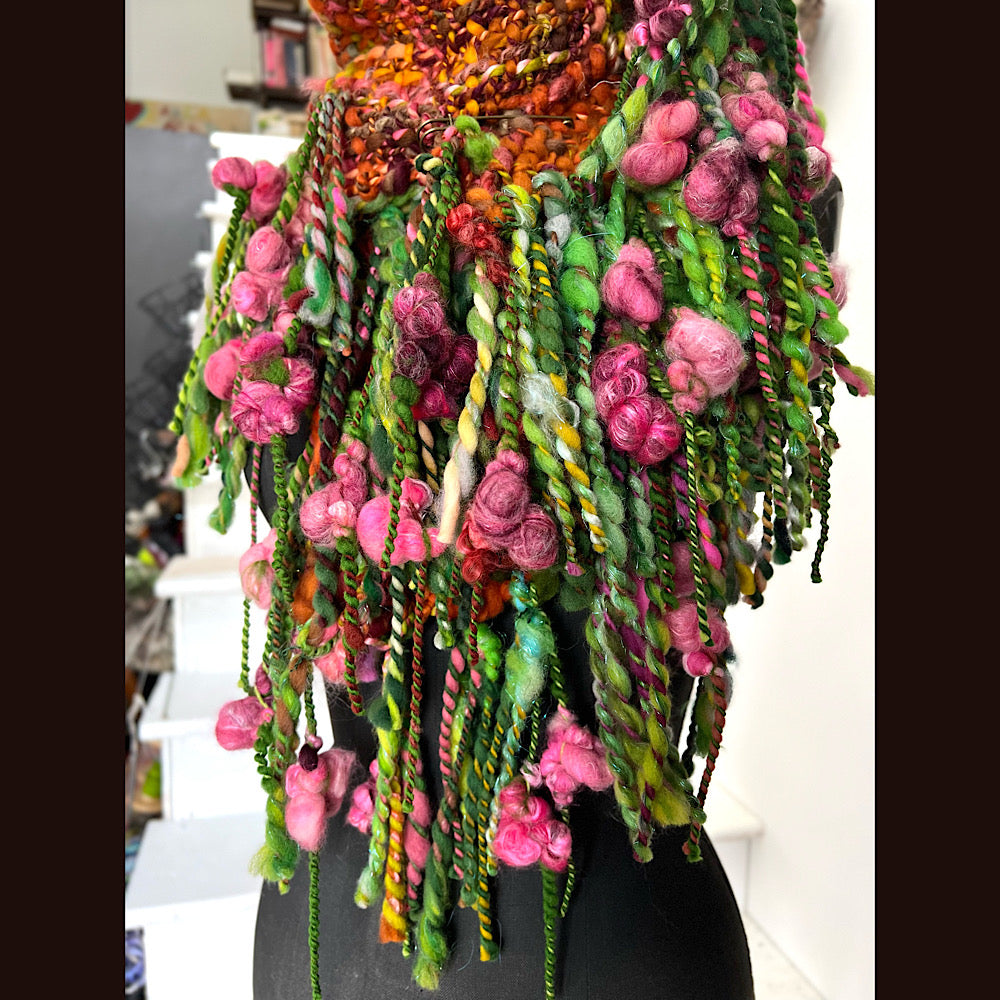 Sunset Rose / Woven Shawl / 66” X 30”