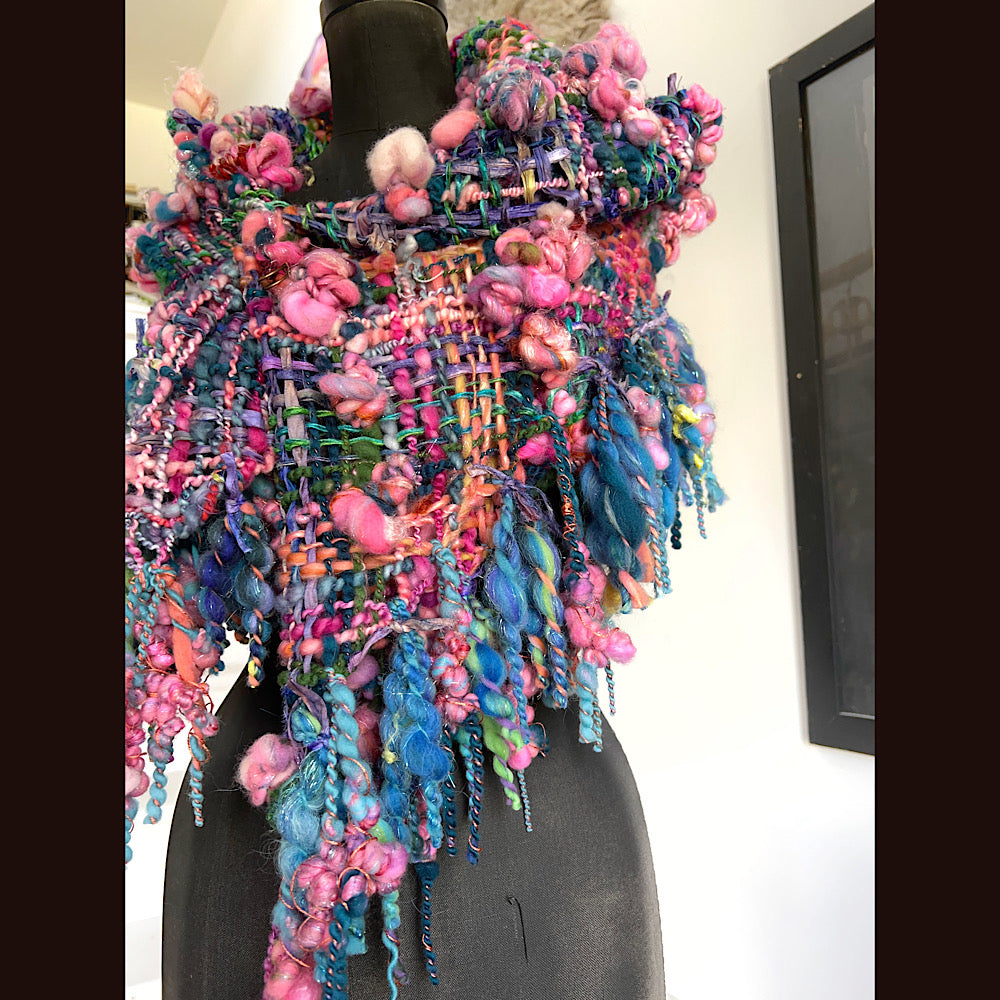 Ocean Rose / Woven Shawl / 82” X 35”/ Brooch sold separately