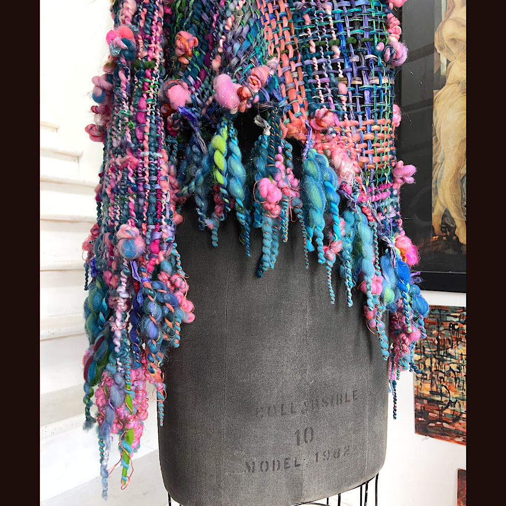 Ocean Rose / Woven Shawl / 82” X 35”/ Brooch sold separately