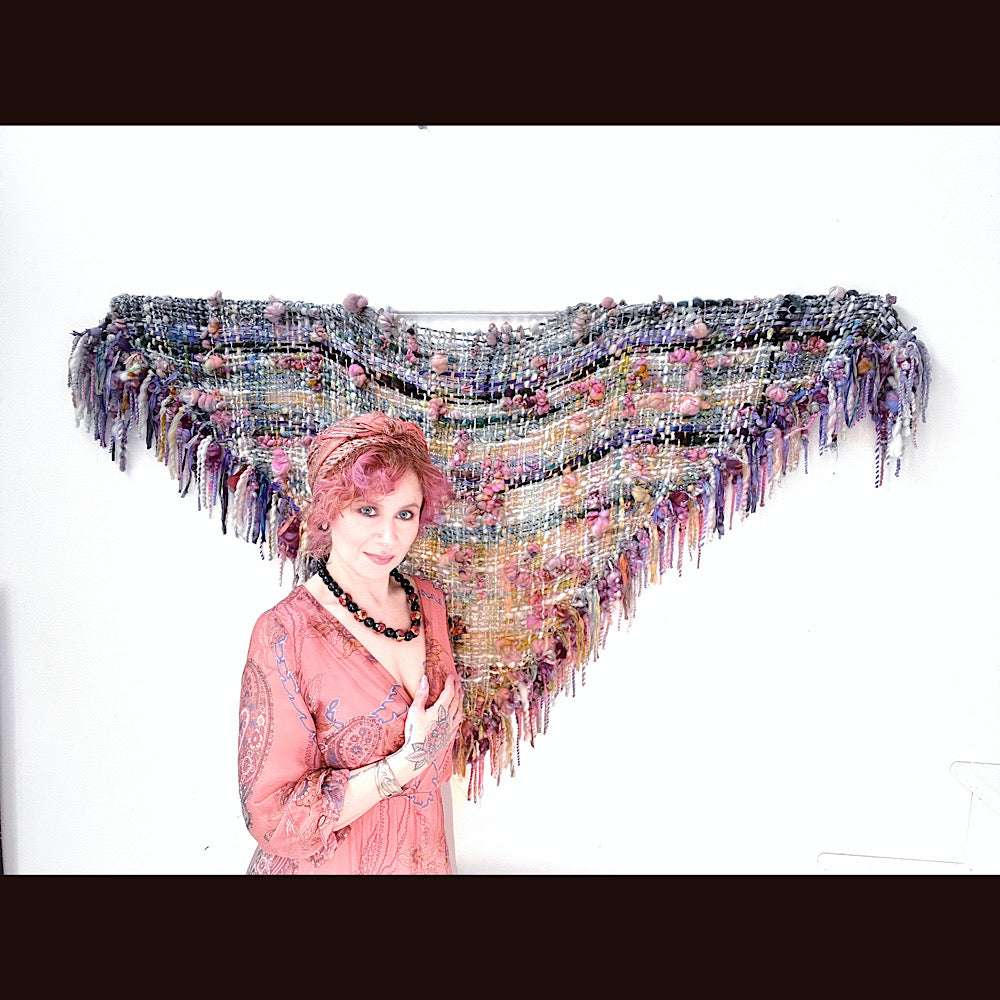 View from the shore / Woven Shawl / 82” X 35”