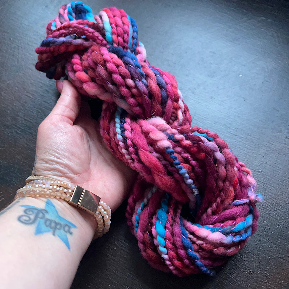 Spiral plied hand spun yarn 1.2 OZ