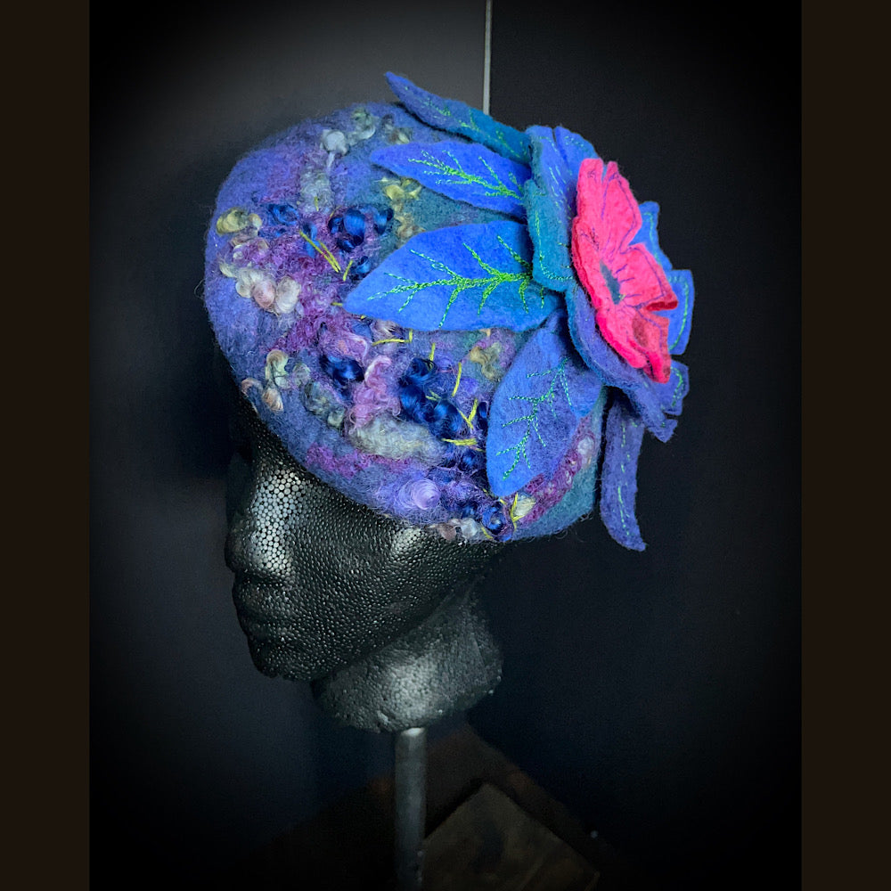 Felted pillbox hat beret size small