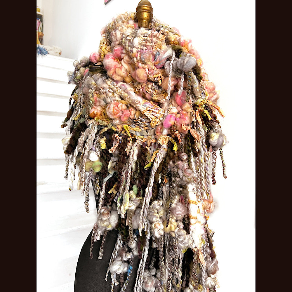 A day ending on the Nile / Woven Shawl / 82” X 35”