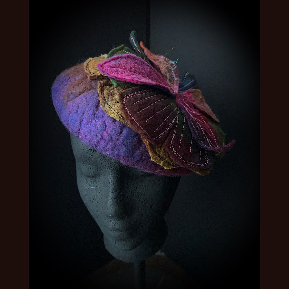 Felted pillbox hat beret size small medium