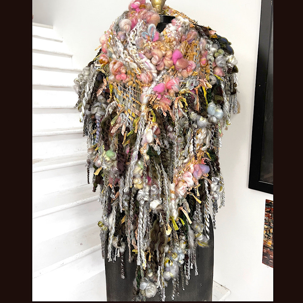 A day ending on the Nile / Woven Shawl / 82” X 35”