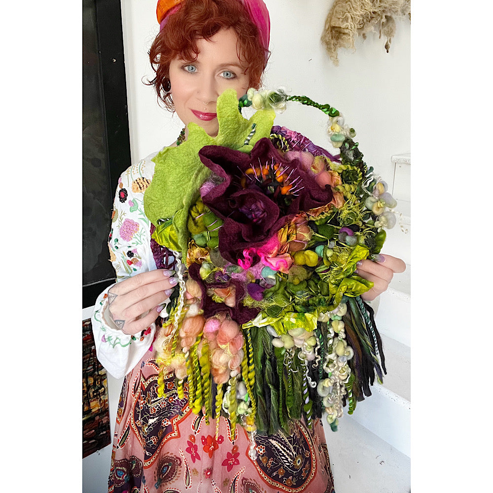 Floral woven tapestry wall decor