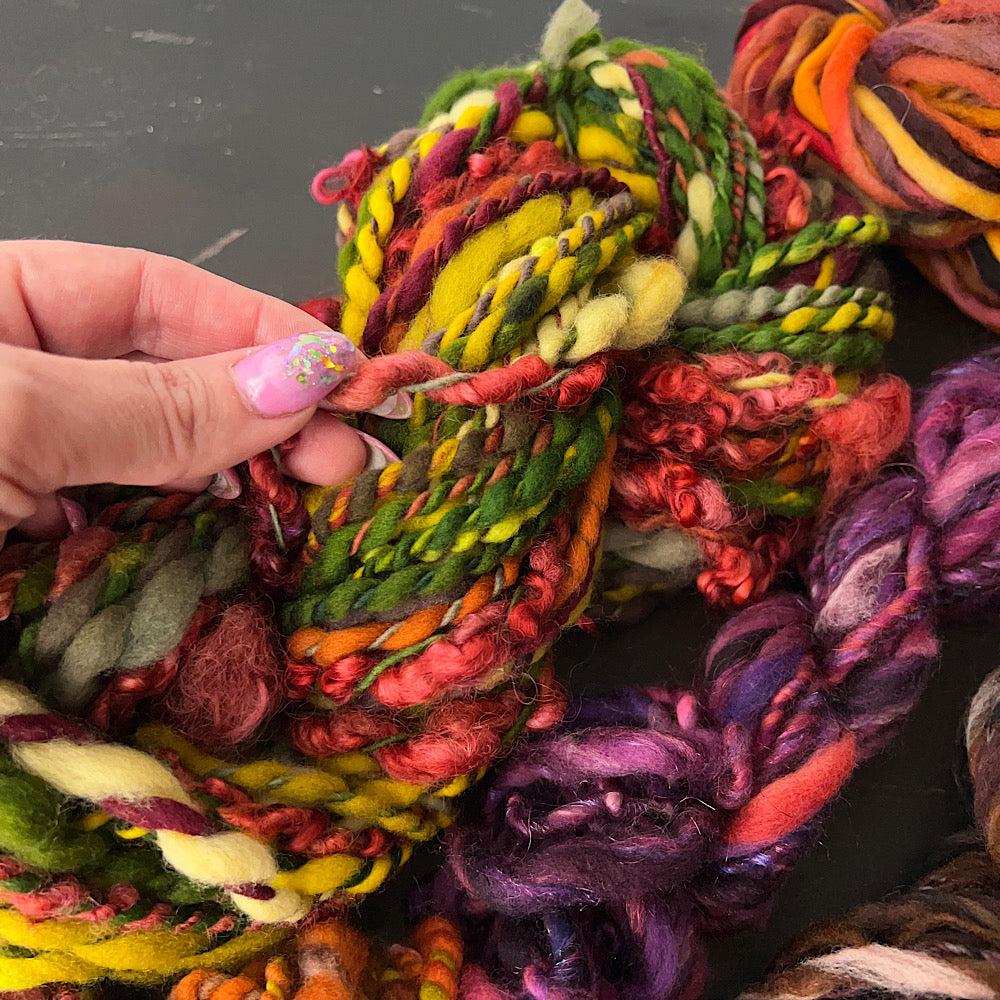 Large lot of fall colors hand spun 12.3 oz