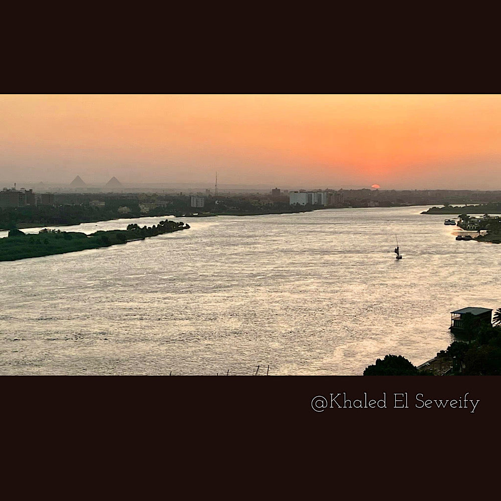 A day ending on the Nile / Woven Shawl / 82” X 35”