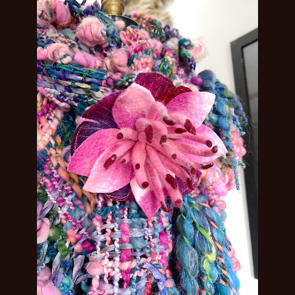 Ocean Rose / Woven Shawl / 82” X 35”/ Brooch sold separately