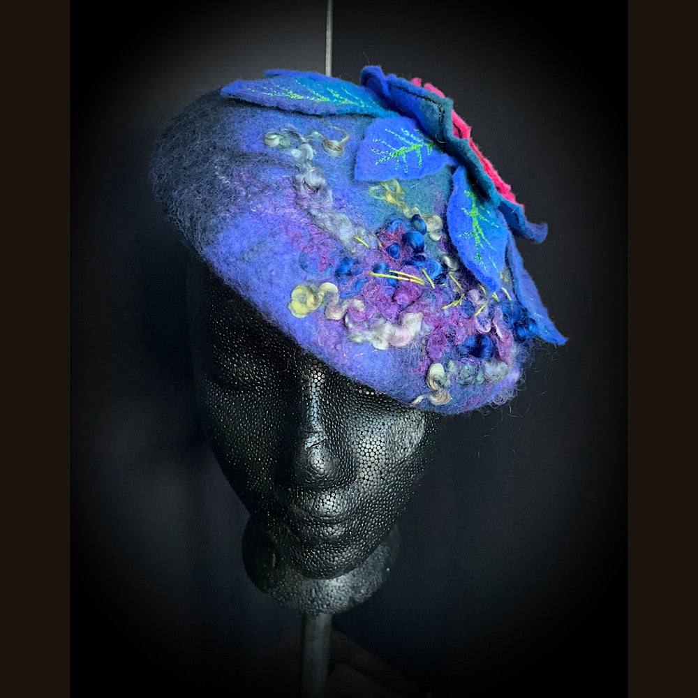 Felted pillbox hat beret size small