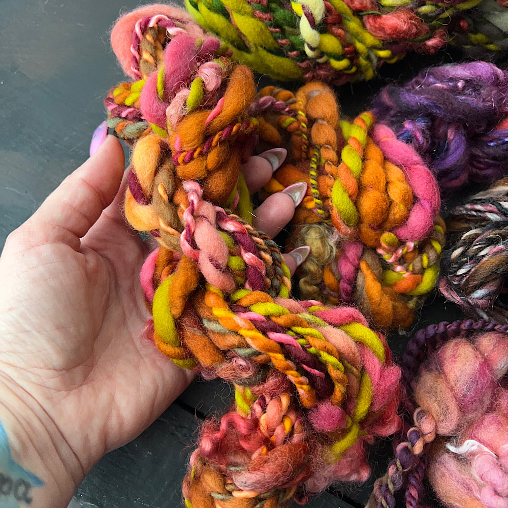 Large lot of fall colors hand spun 12.3 oz