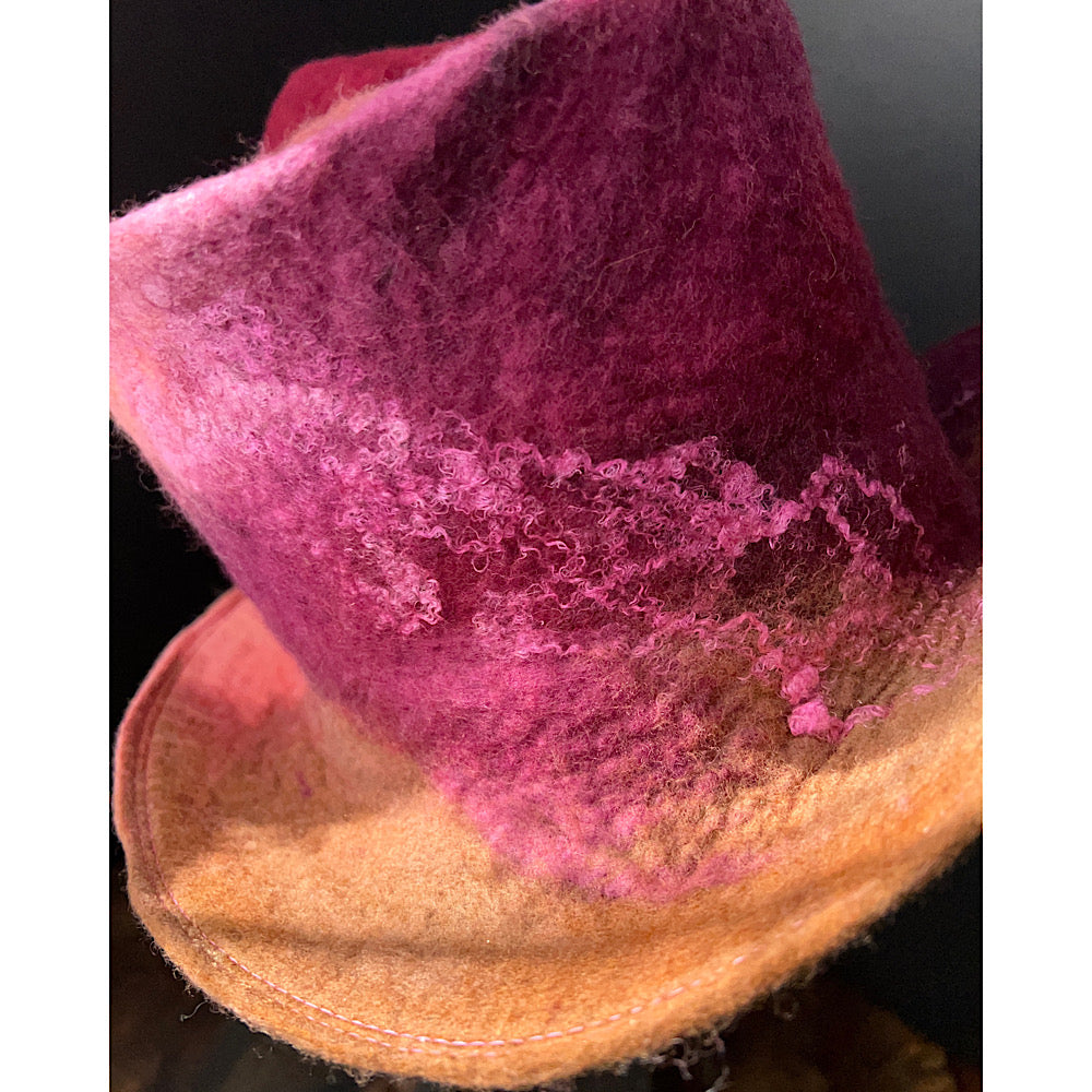 Felted top hat with rose - 23.5”