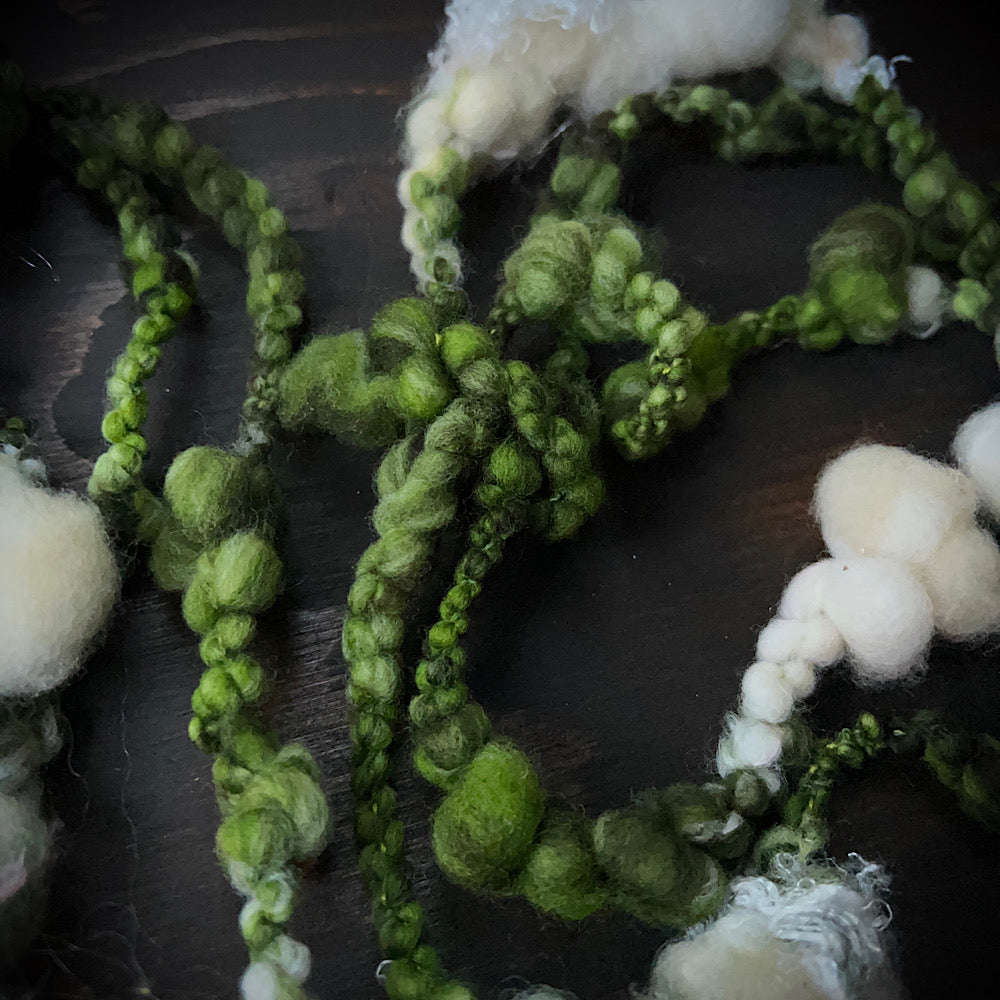 Lily’s of the valley art yarn for weaving