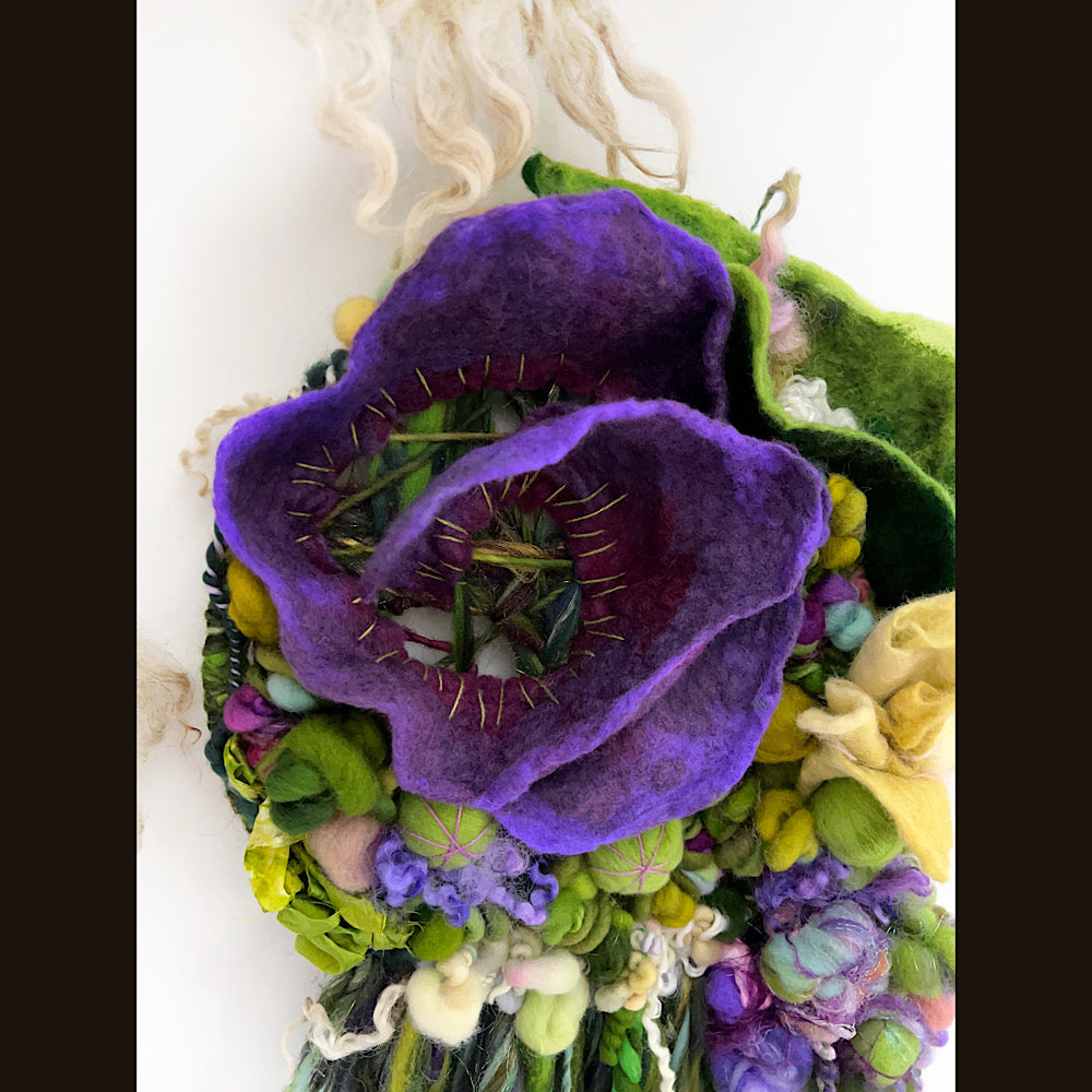 Floral woven tapestry wall decor 11” X 18”