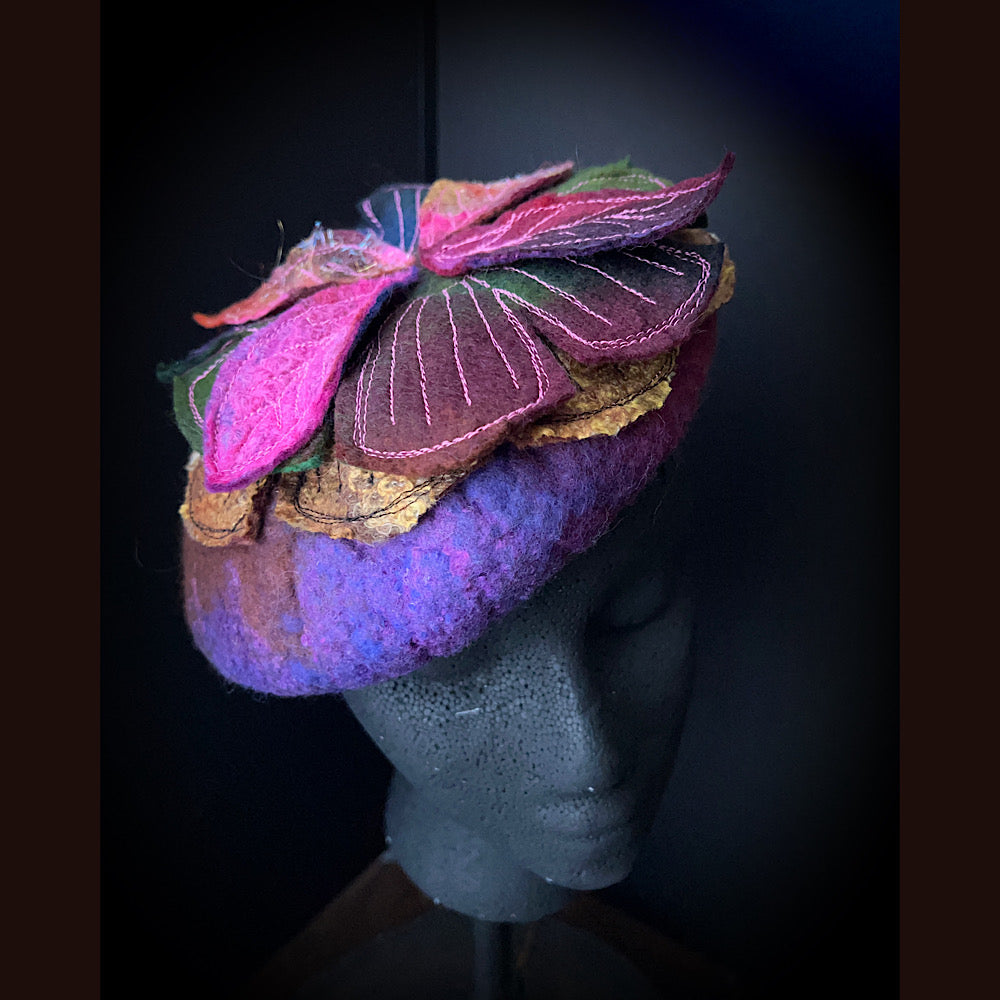 Felted pillbox hat beret size small medium