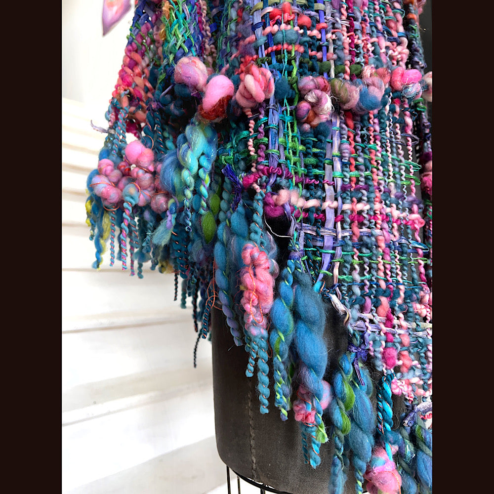 Ocean Rose / Woven Shawl / 82” X 35”/ Brooch sold separately