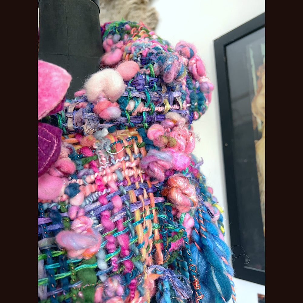 Ocean Rose / Woven Shawl / 82” X 35”/ Brooch sold separately