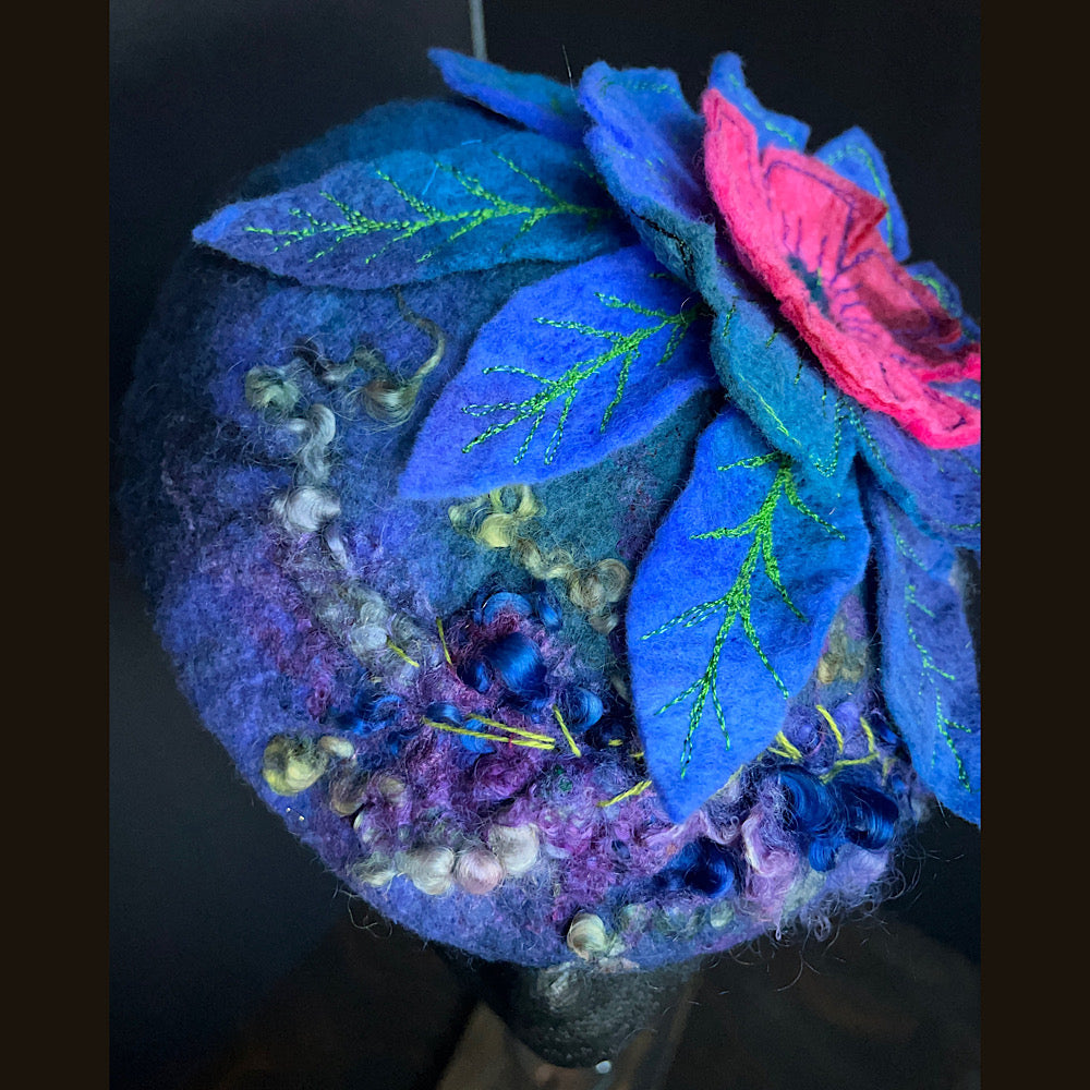 Felted pillbox hat beret size small