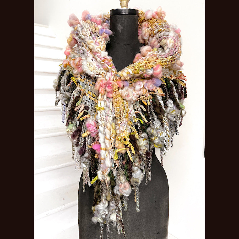 A day ending on the Nile / Woven Shawl / 82” X 35”