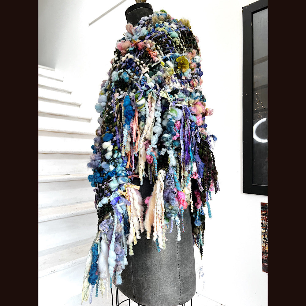 Underwater Shadows / Woven Shawl / 82” X 35”