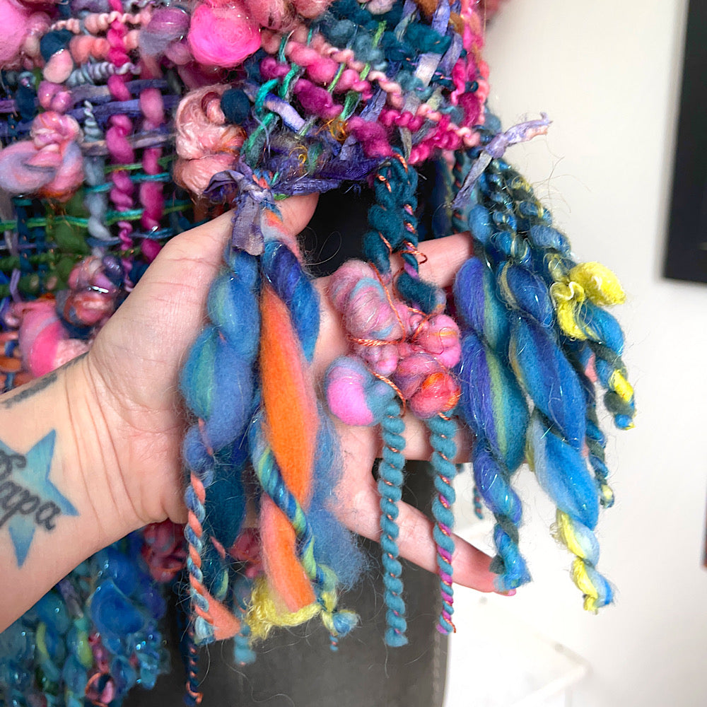 Ocean Rose / Woven Shawl / 82” X 35”/ Brooch sold separately