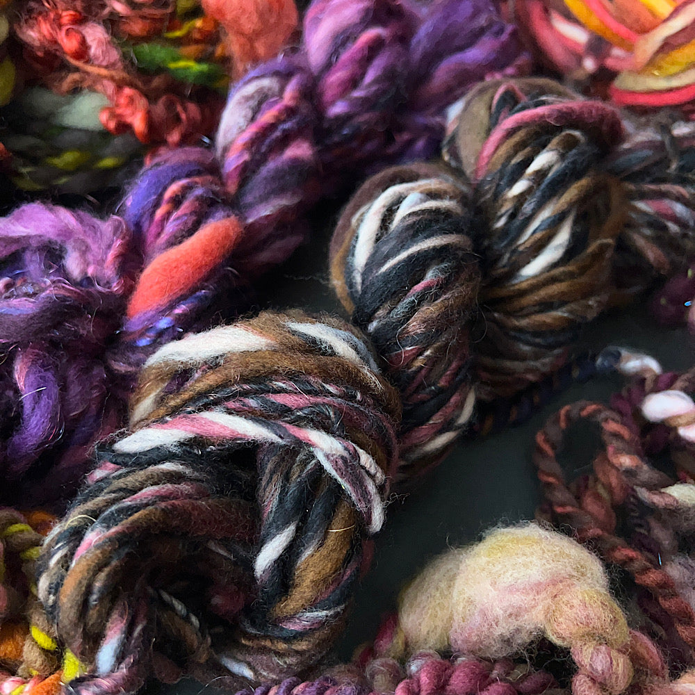 Large lot of fall colors hand spun 12.3 oz