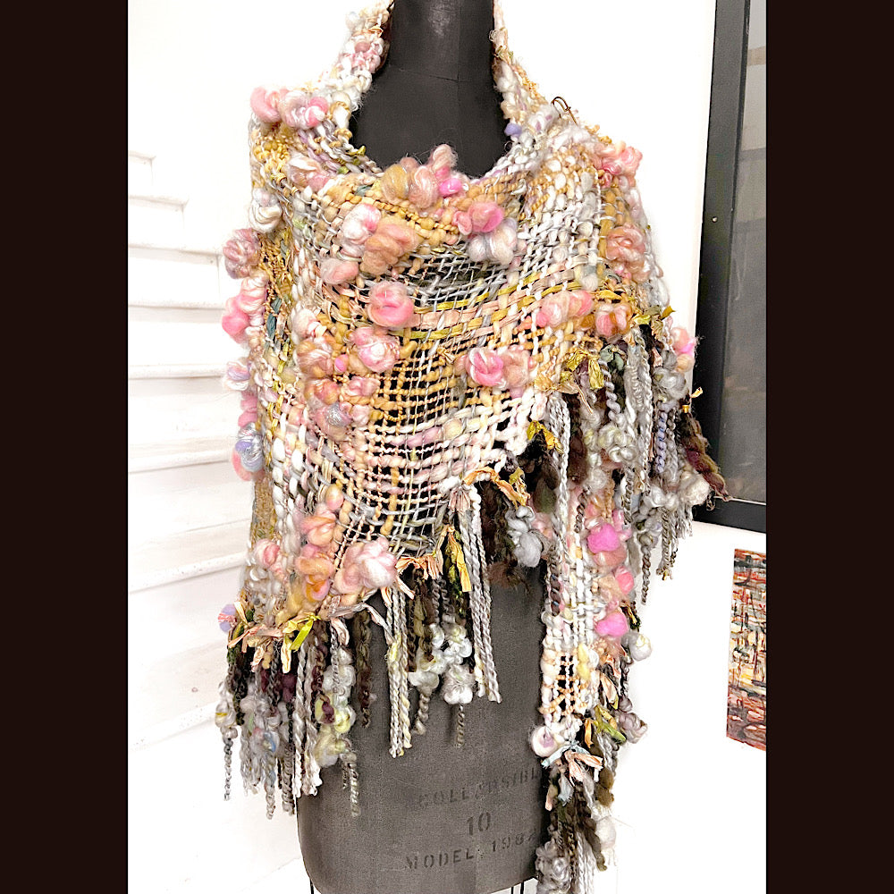 A day ending on the Nile / Woven Shawl / 82” X 35”