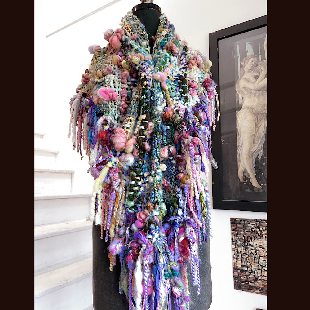 View from the shore / Woven Shawl / 82” X 35”