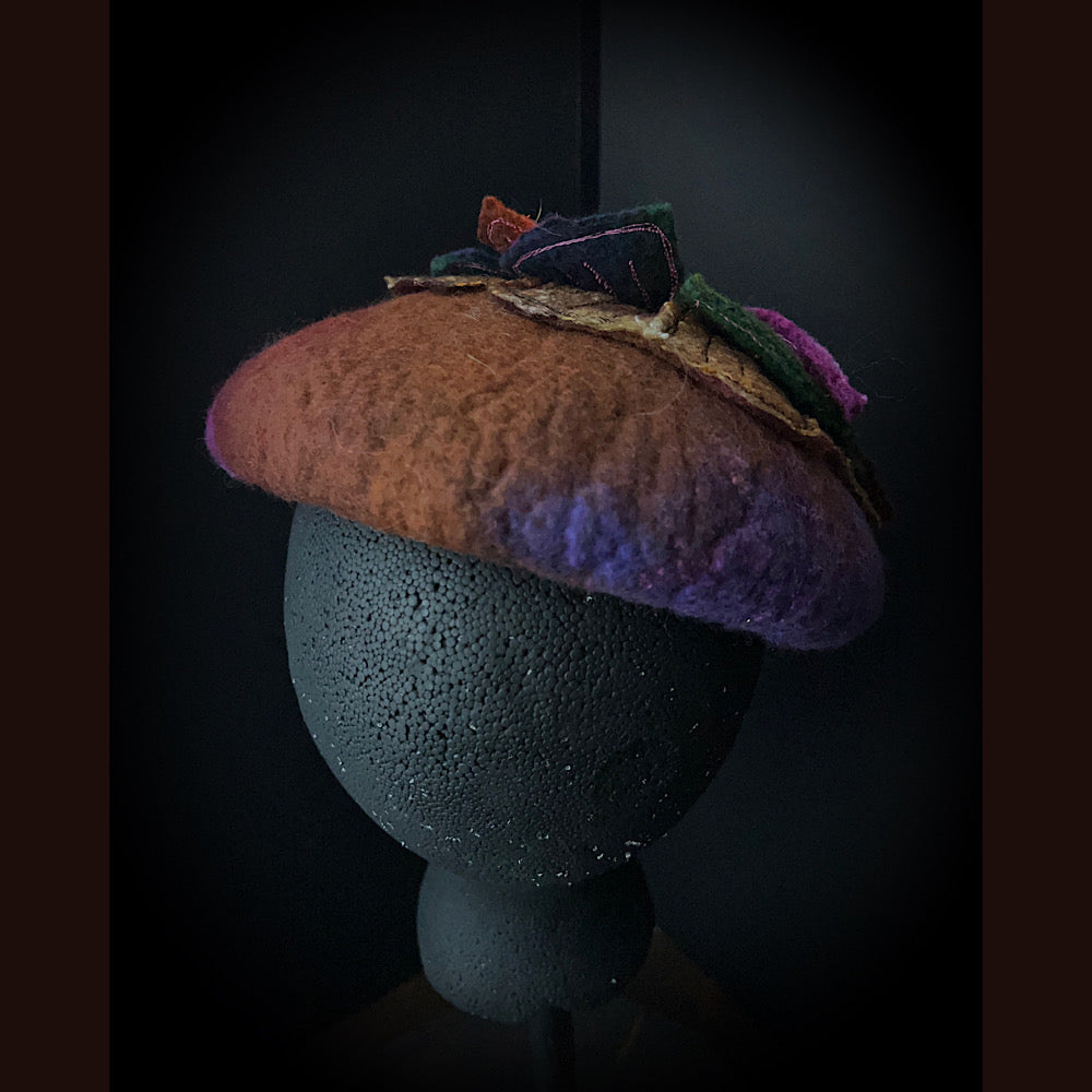 Felted pillbox hat beret size small medium