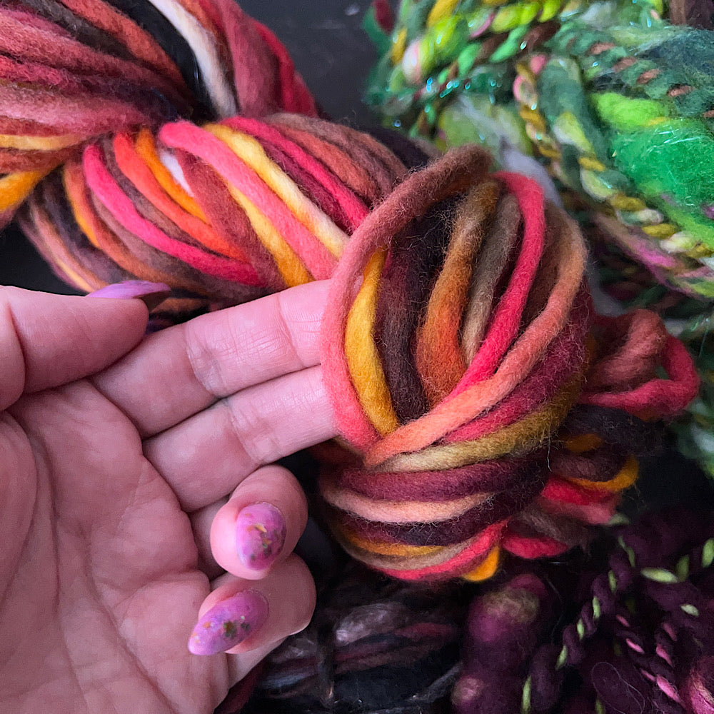 Large lot of fall colors hand spun 12.3 oz