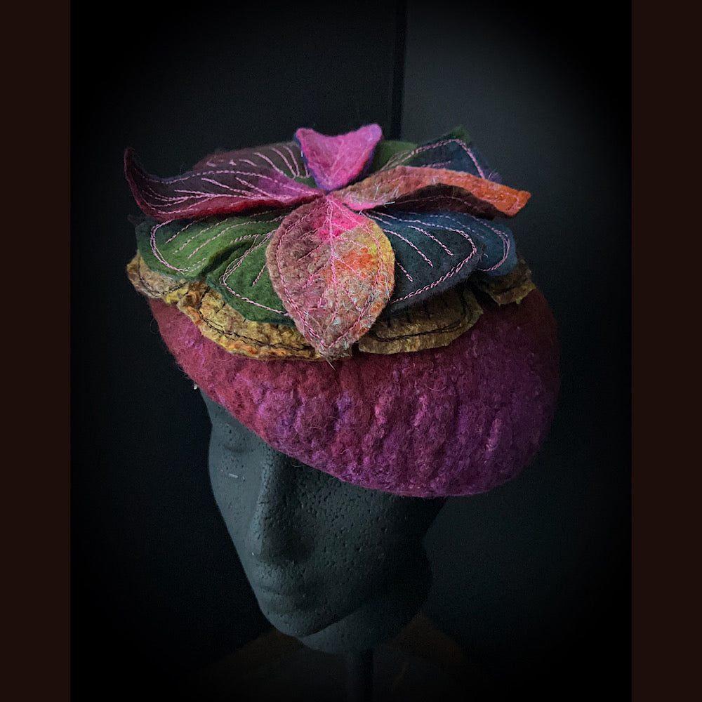 Felted pillbox hat beret size small medium