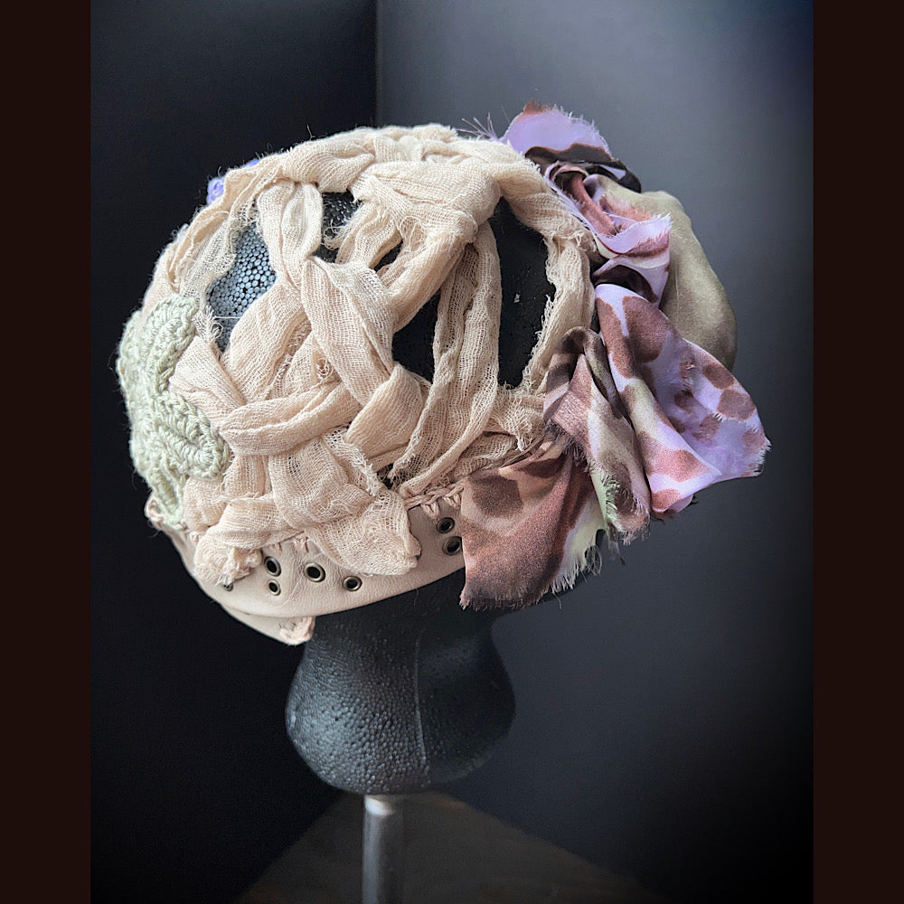 Starfish hat / Leather silk and crochet/ size medium large
