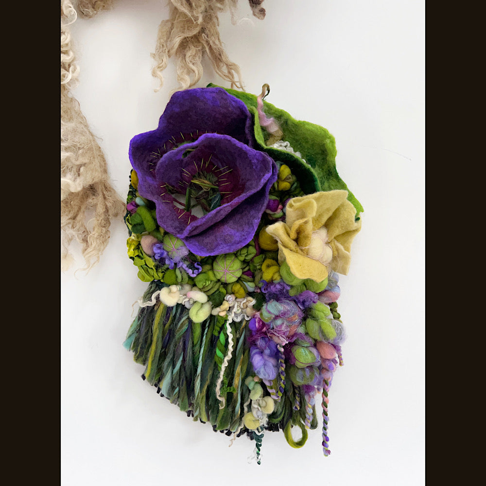 Floral woven tapestry wall decor 11” X 18”