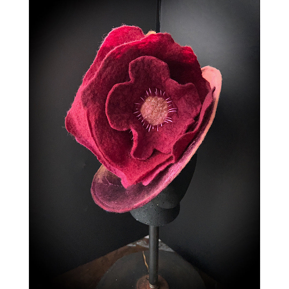 Felted top hat with rose - 23.5”