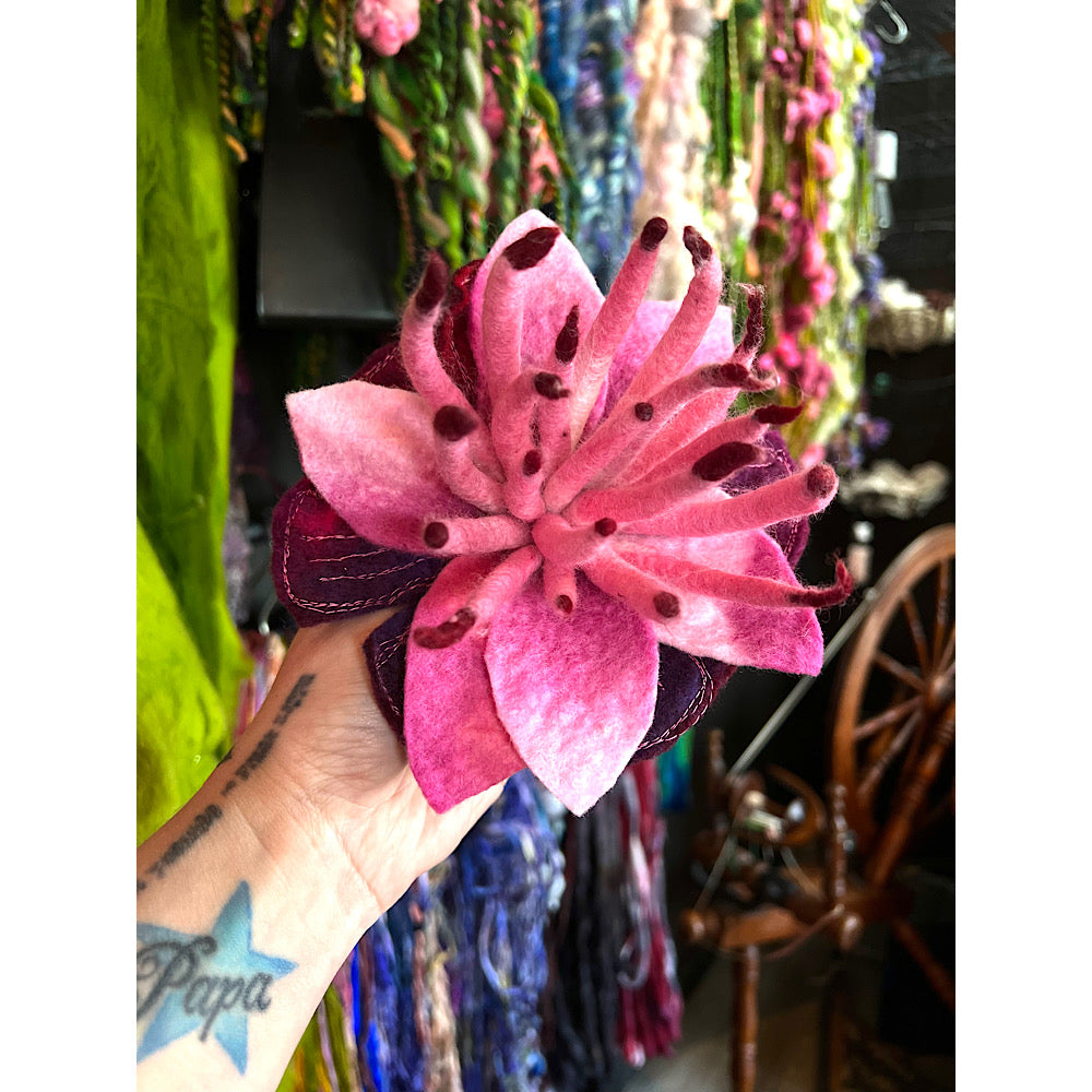 Large Felted anemone flower brooch
