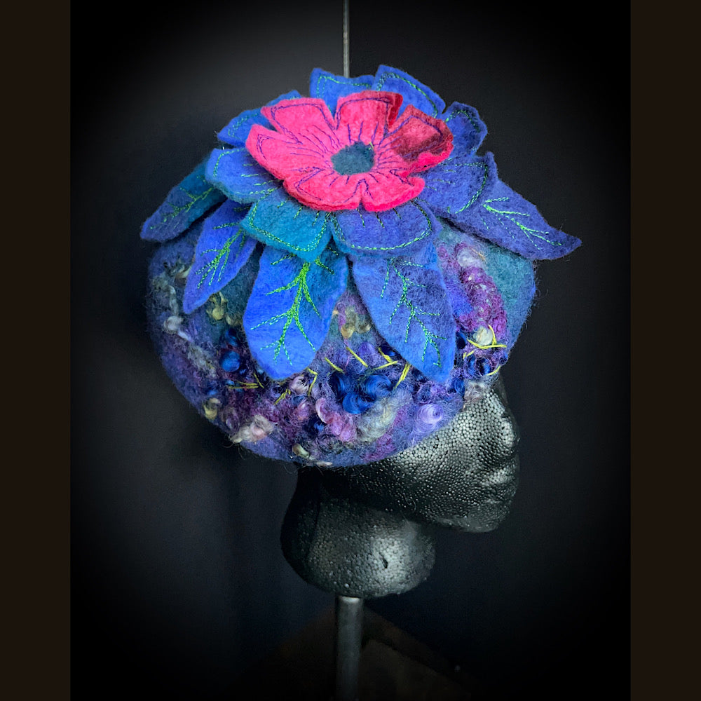 Felted pillbox hat beret size small