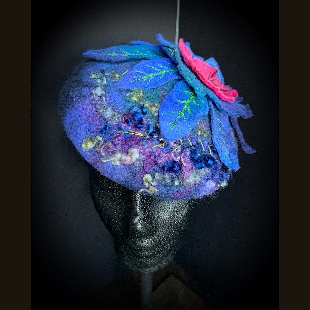 Felted pillbox hat beret size small