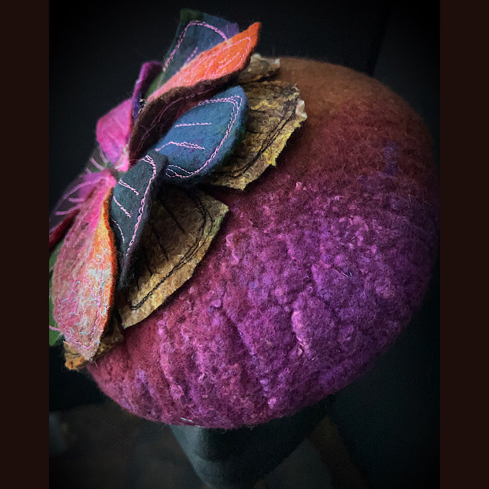 Felted pillbox hat beret size small medium