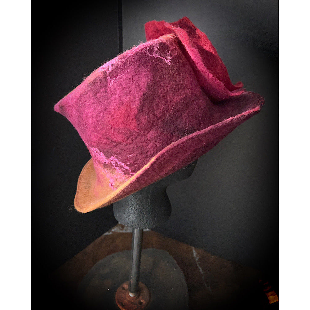 Felted top hat with rose - 23.5”