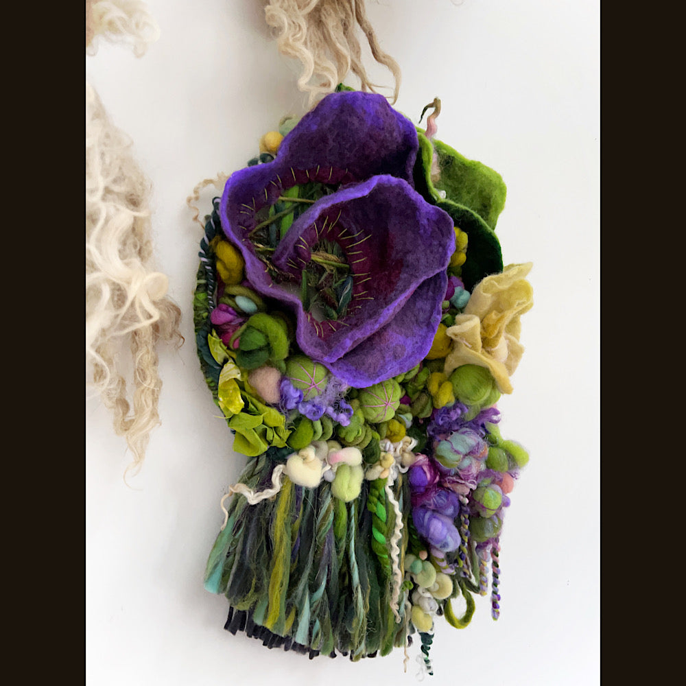 Floral woven tapestry wall decor 11” X 18”