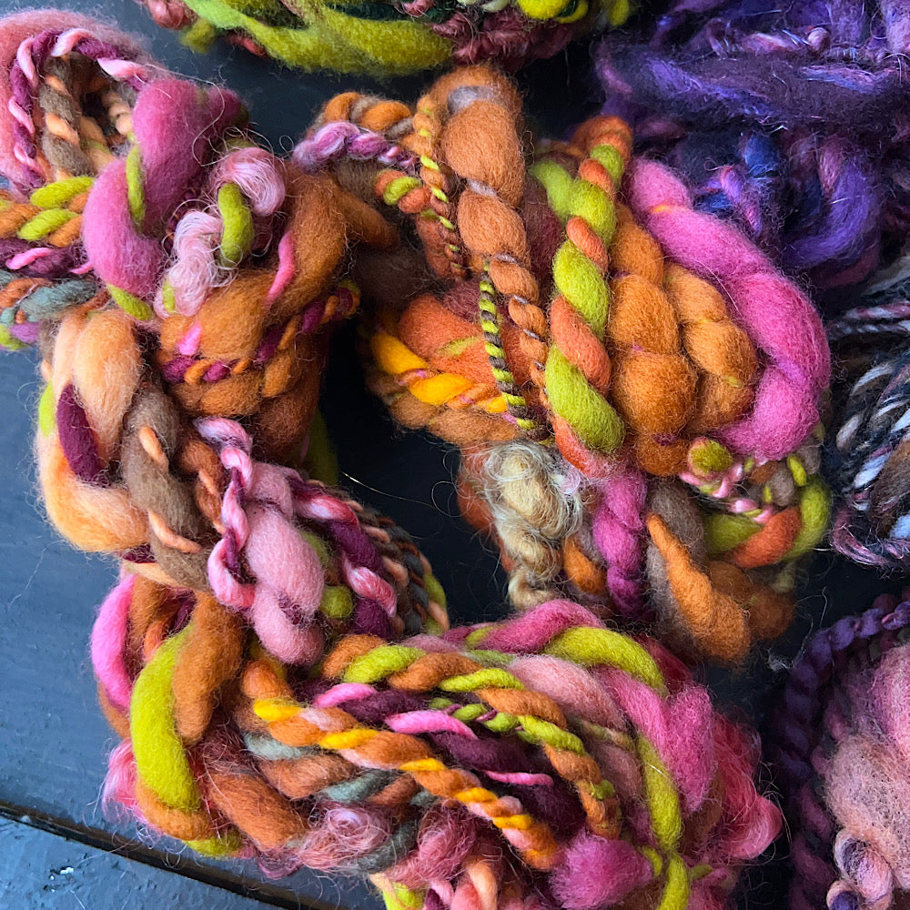 Large lot of fall colors hand spun 12.3 oz