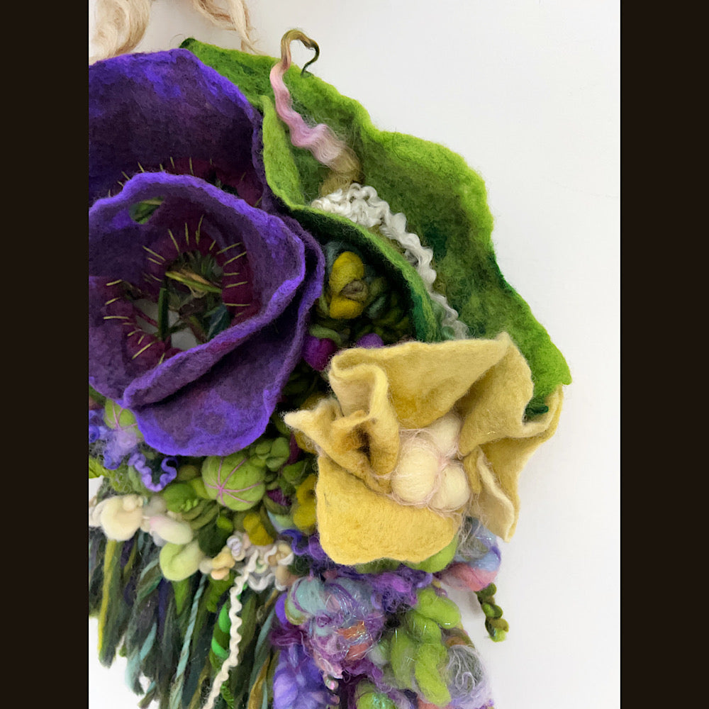 Floral woven tapestry wall decor 11” X 18”